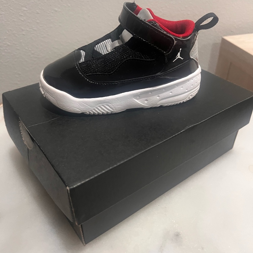 Jordan Black and Red Mid-Top Sneakers